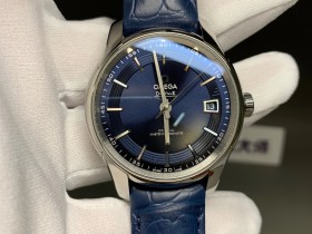 s廠歐米茄蝶飛繫列433.33.41.21.03.001明亮之藍鱷魚皮男士機械錶最好的版本