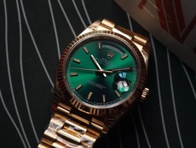 2021EW勞力士星期日誌型18k金綠面機械男士手錶 36毫米一比一復刻