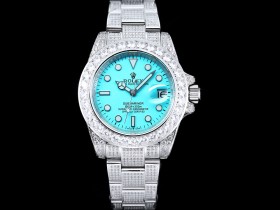 ZY出品高仿錶勞力士ROLEX錶殼錶鏈全鑲滿美鉆金光閃閃