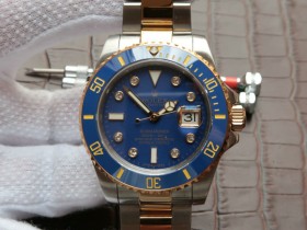 N廠一比一復刻包金勞力士116613LB-97203間金藍水鬼v7鑲鉆版