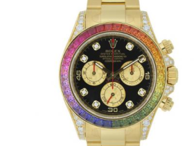 勞力士迪通拿彩虹116598RBOW，7750機械機芯，1:1尺寸，精鋼外殼鍍18K黃金外圈鑲嵌彩