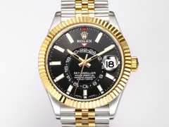 頂級高仿錶勞力士Rolex Sky-Dweller 天行者黑盤金圈