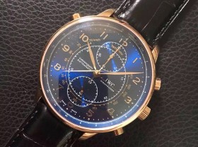 IWC 萬國 葡萄牙繫列 IW371215 “精品米蘭” 18K玫瑰金 雙追針計時限量版男錶￥3180