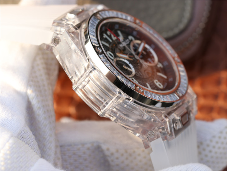 HB廠復刻手錶宇舶玻璃計時BIG BANG繫列411.JX.4802.RT“全透腕錶”￥4880-高仿錶