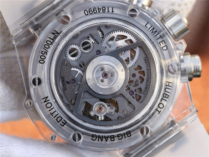 HB廠復刻手錶宇舶玻璃計時BIG BANG繫列411.JX.4802.RT“全透腕錶”￥4880-高仿錶