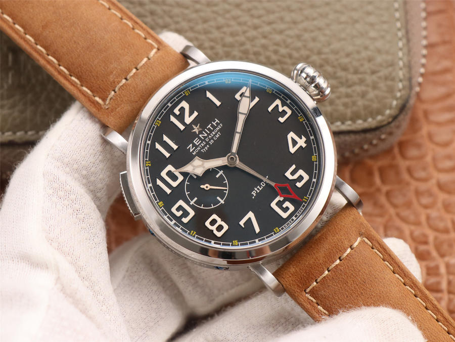 高仿真力時手錶價格錶 真力時飛行員GMT兩地時間功能￥3180-高仿錶
