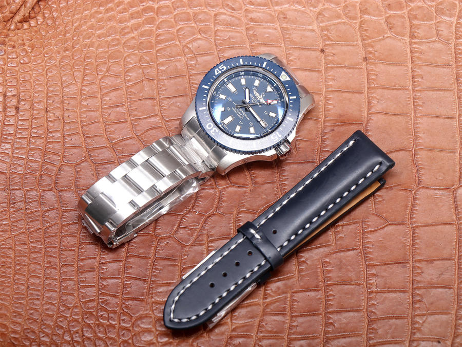 百年靈高仿錶 tf廠手錶百年靈超級海洋 藍盤￥3480-高仿錶