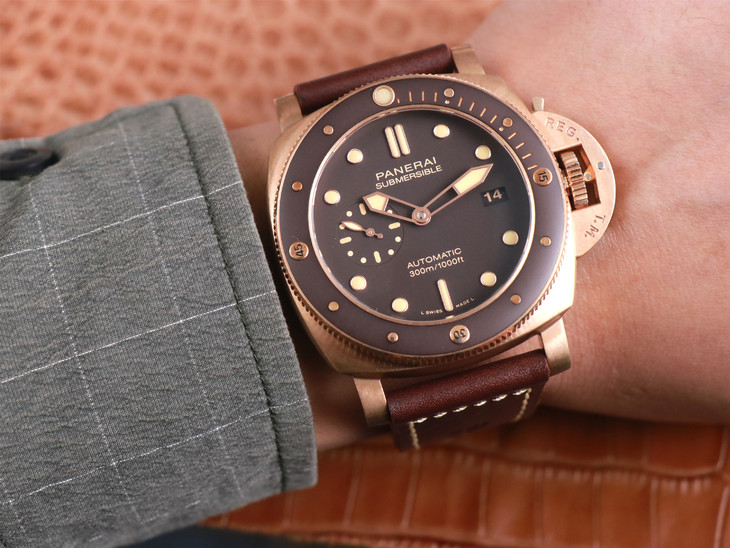 沛納海968高仿錶價格 vs廠錶沛納海PAM00968 青銅男士手錶￥3980-高仿錶