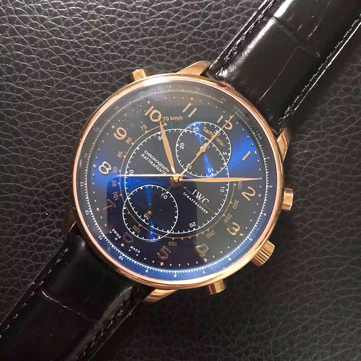 IWC 萬國 葡萄牙繫列 IW371215 “精品米蘭” 18K玫瑰金 雙追針計時限量版男錶￥3180-高仿錶