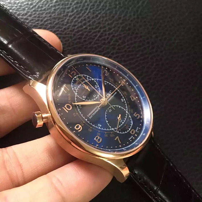 IWC 萬國 葡萄牙繫列 IW371215 “精品米蘭” 18K玫瑰金 雙追針計時限量版男錶￥3180-高仿錶