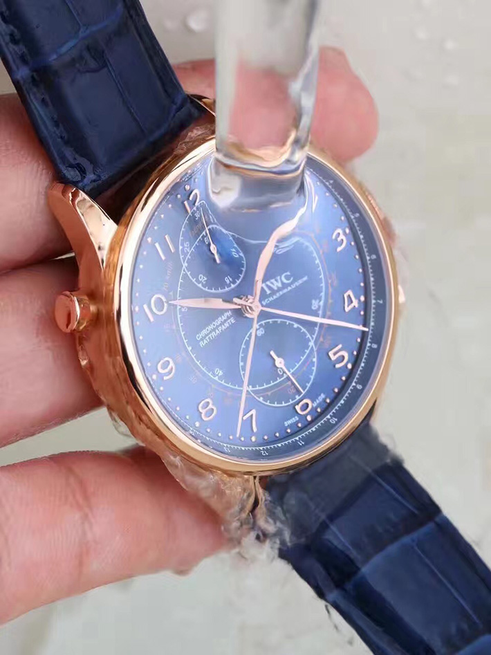 IWC 萬國 葡萄牙繫列 IW371215 “精品米蘭” 18K玫瑰金 雙追針計時限量版男錶￥3180-高仿錶