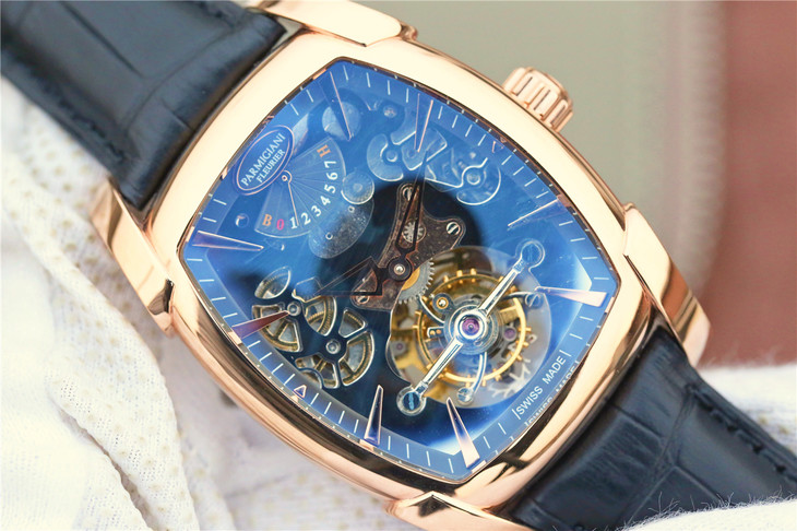 帕瑪強尼香港高仿鏤空手錶 BM帕瑪強尼TOURBILLON繫列PF601254.01 陀飛輪￥8800-高仿錶