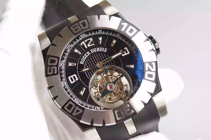 Roger Dubuis 羅傑杜比 EasyDiver繫列 真陀飛輪手動上鏈機械 Tourbidiver 男錶￥5580-高仿錶