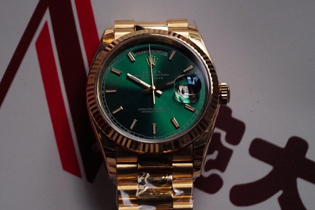2021EW勞力士星期日誌型18k金綠面機械男士手錶 36毫米一比一復刻-高仿錶