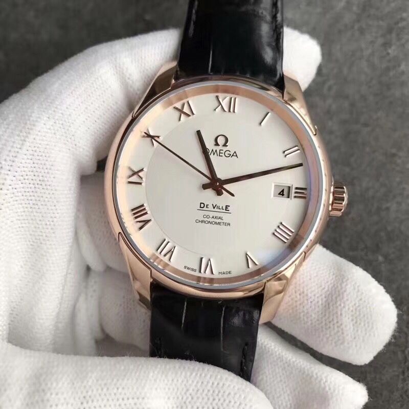 sss廠歐米茄蝶飛繫列431.53.41.21.02.001玫瑰金經典男士自動機械手錶-高仿錶