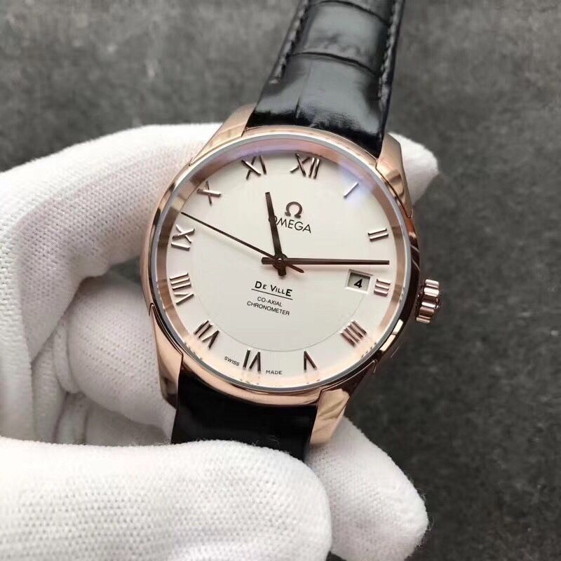 sss廠歐米茄蝶飛繫列431.53.41.21.02.001玫瑰金經典男士自動機械手錶-高仿錶