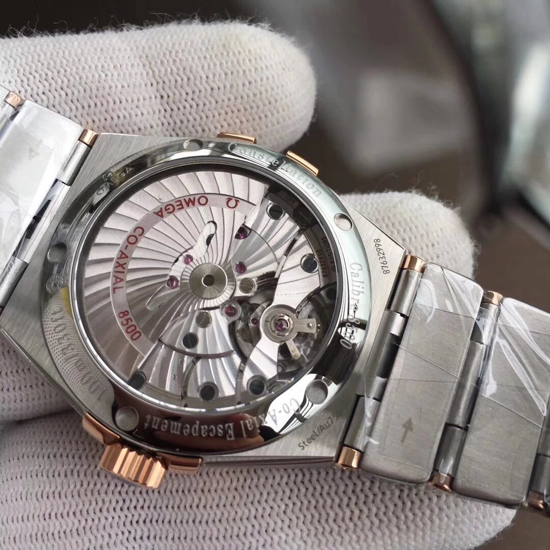 VS歐米茄星座系列123.20.38.21.06.002棕色玫瑰金38毫米男士機械表-高仿錶