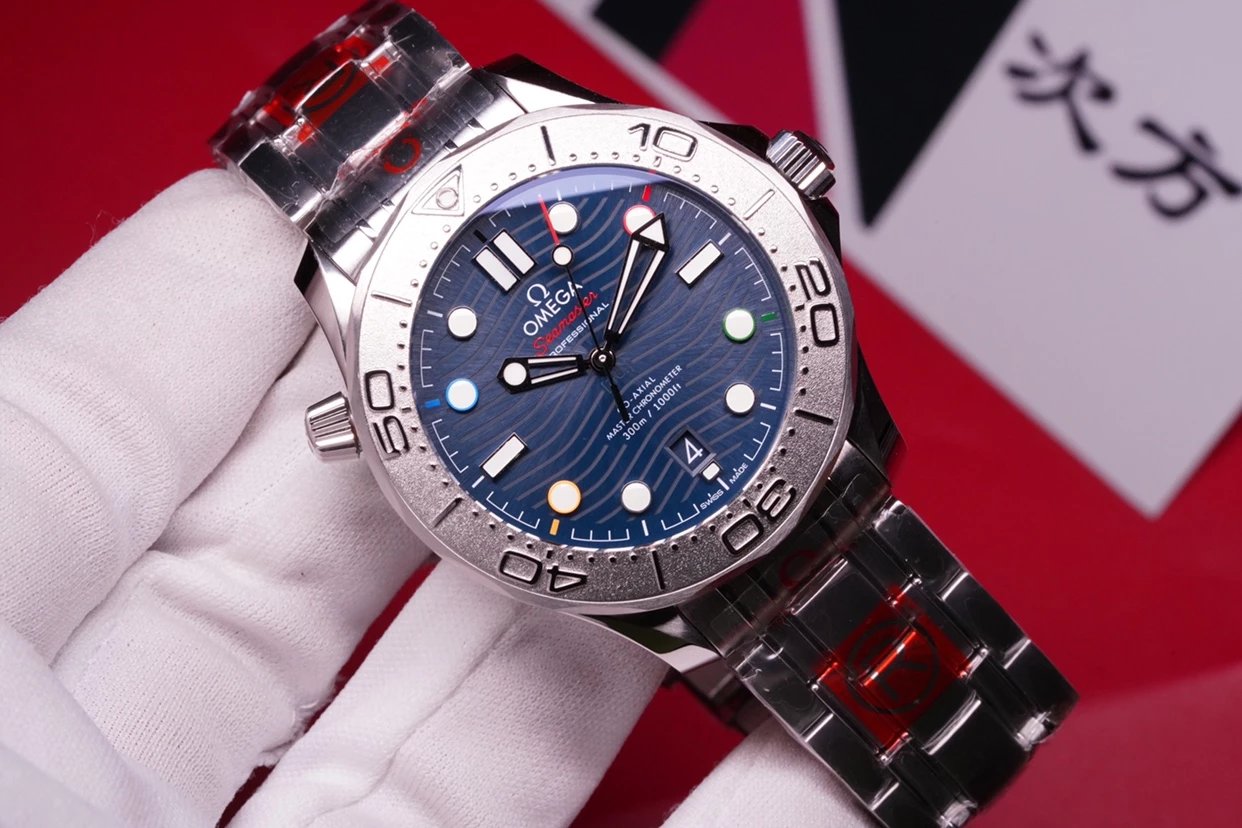 OR歐米茄海馬300系列522.30.42.20.03.001特別版藍盤鋼帶機械男表-高仿錶