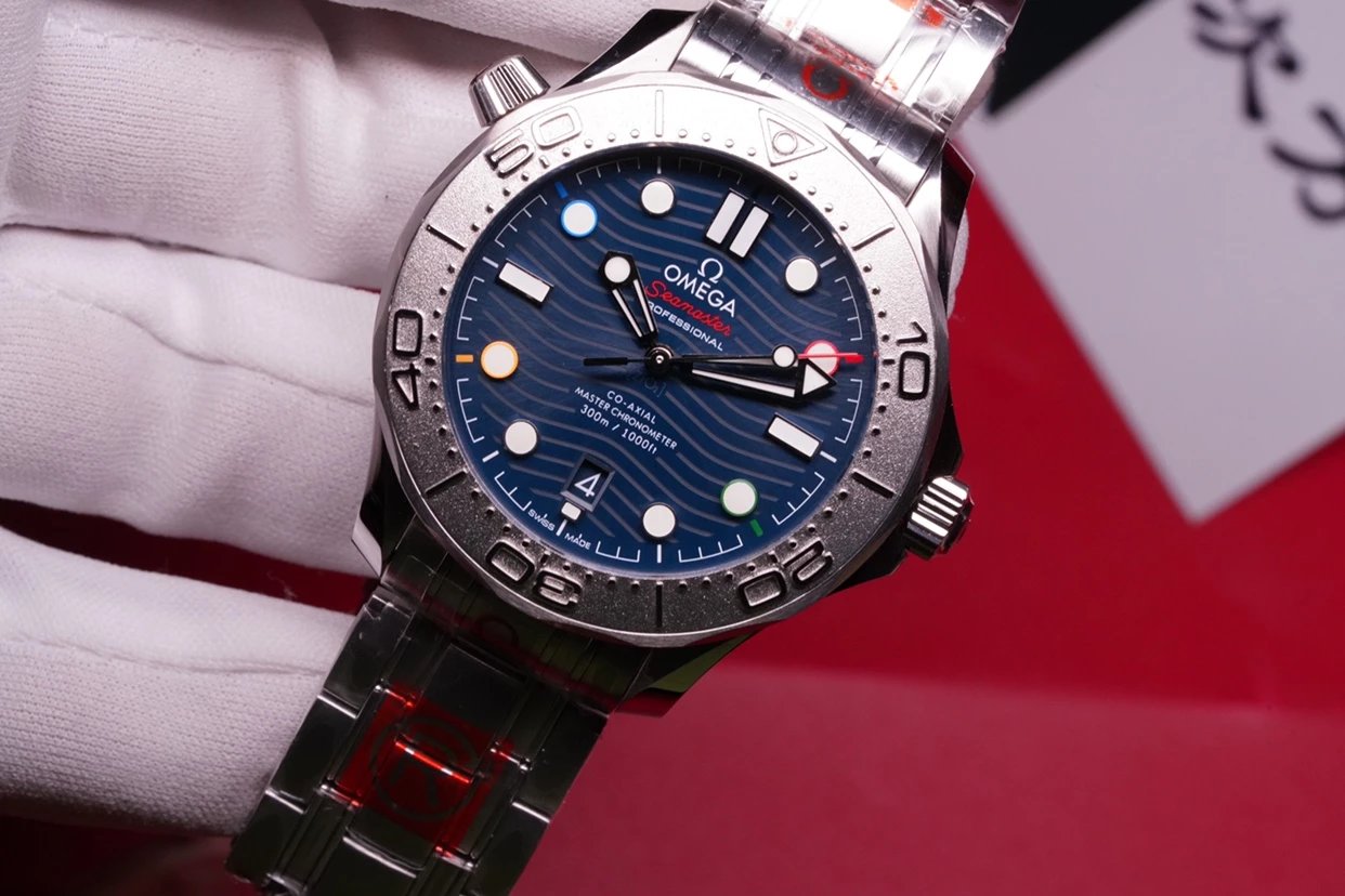 OR歐米茄海馬300系列522.30.42.20.03.001特別版藍盤鋼帶機械男表-高仿錶