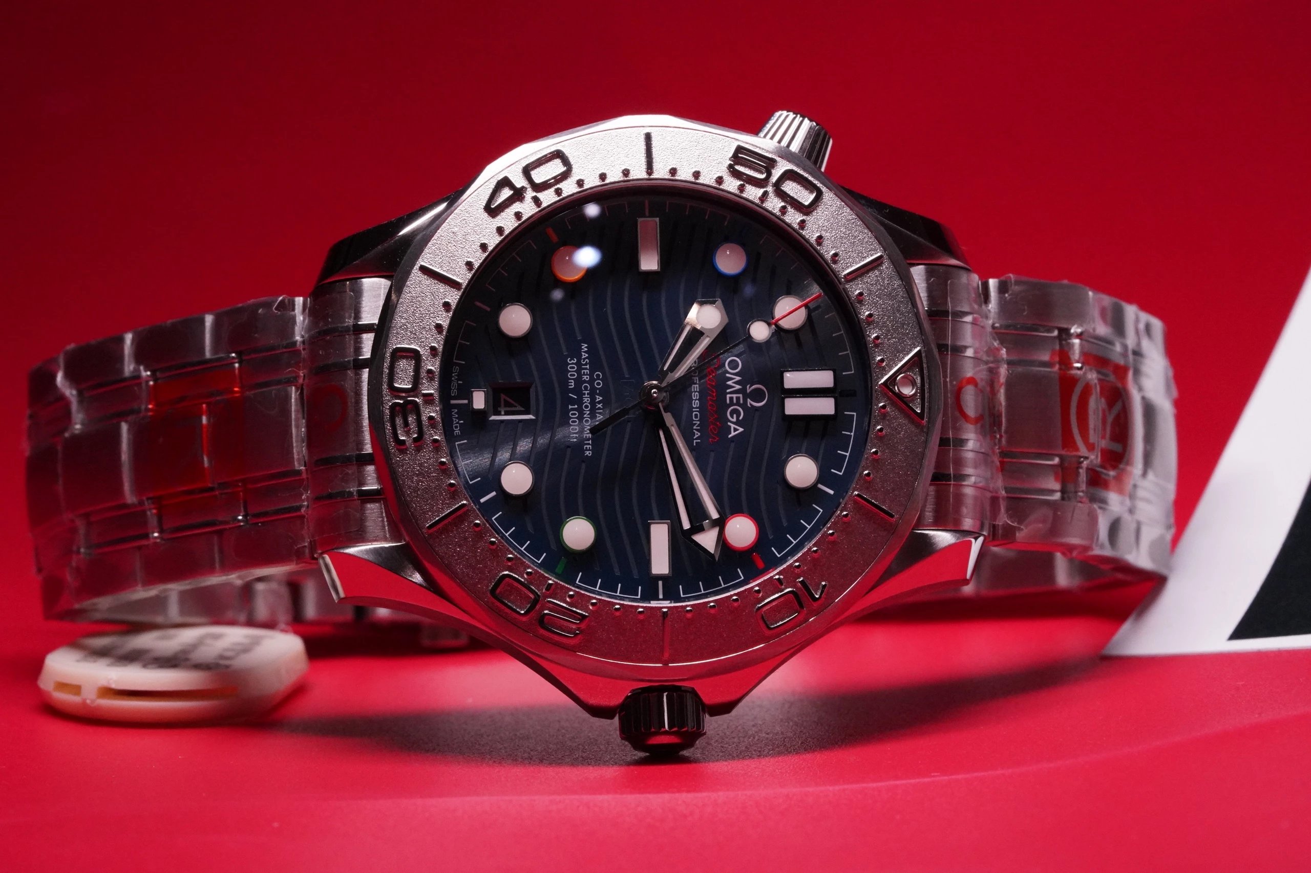 OR歐米茄海馬300系列522.30.42.20.03.001特別版藍盤鋼帶機械男表-高仿錶