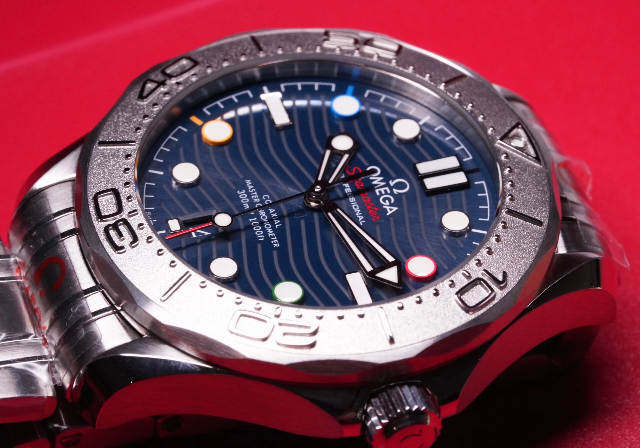 OR歐米茄海馬300系列522.30.42.20.03.001特別版藍盤鋼帶機械男表-高仿錶