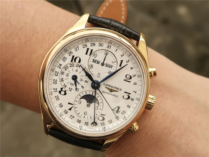 3M廠浪琴名匠優雅系列L2.773.4.78.3大號月相機械男表42mm 18k黃金-高仿錶 3M廠浪琴名匠優雅系列L2.773.4.78.3大號月相機械男表42mm 18k黃金-高仿錶