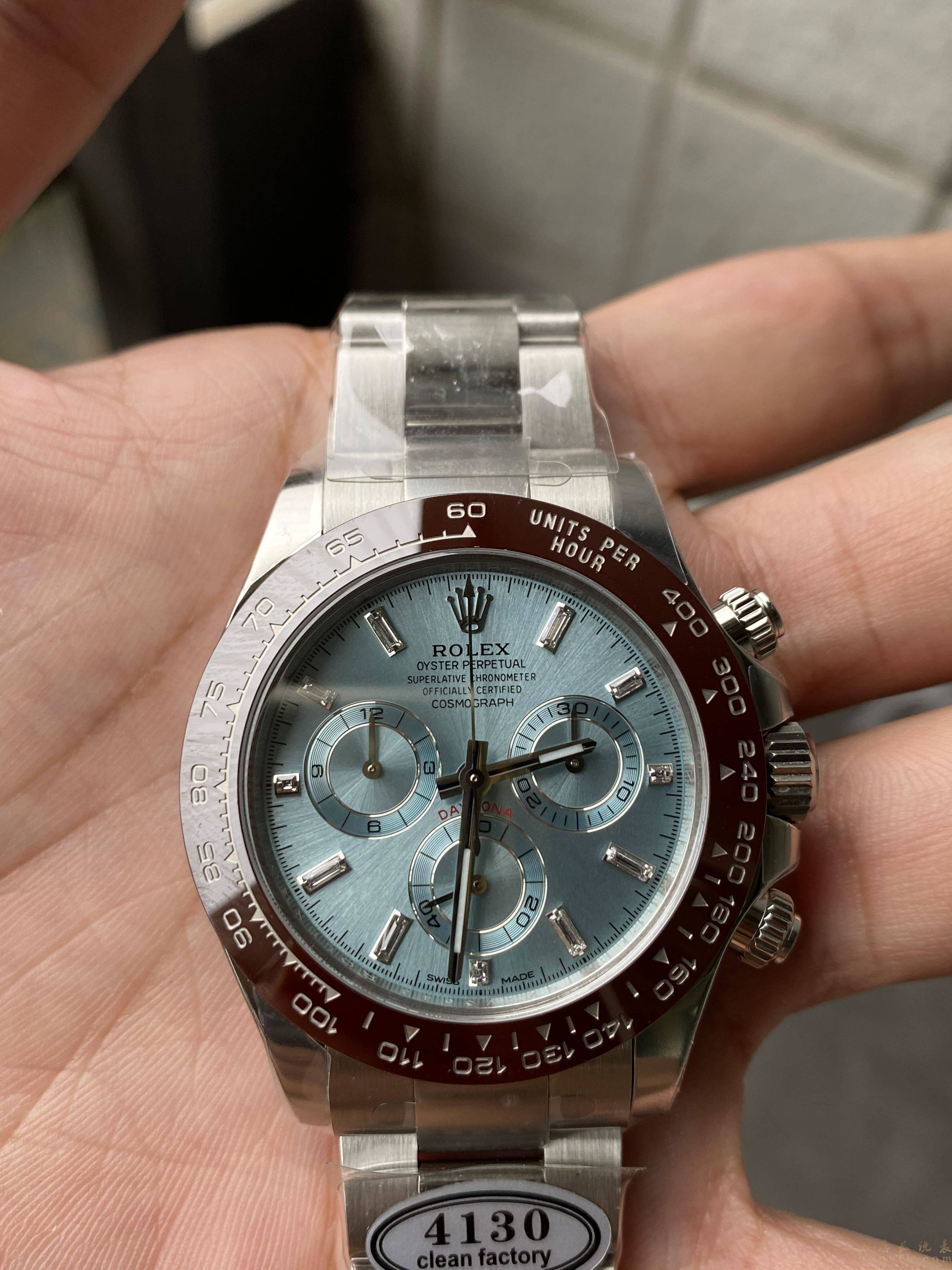 clean廠勞力士迪通拿 冰藍迪 莫桑鑽 4130機芯-高仿錶