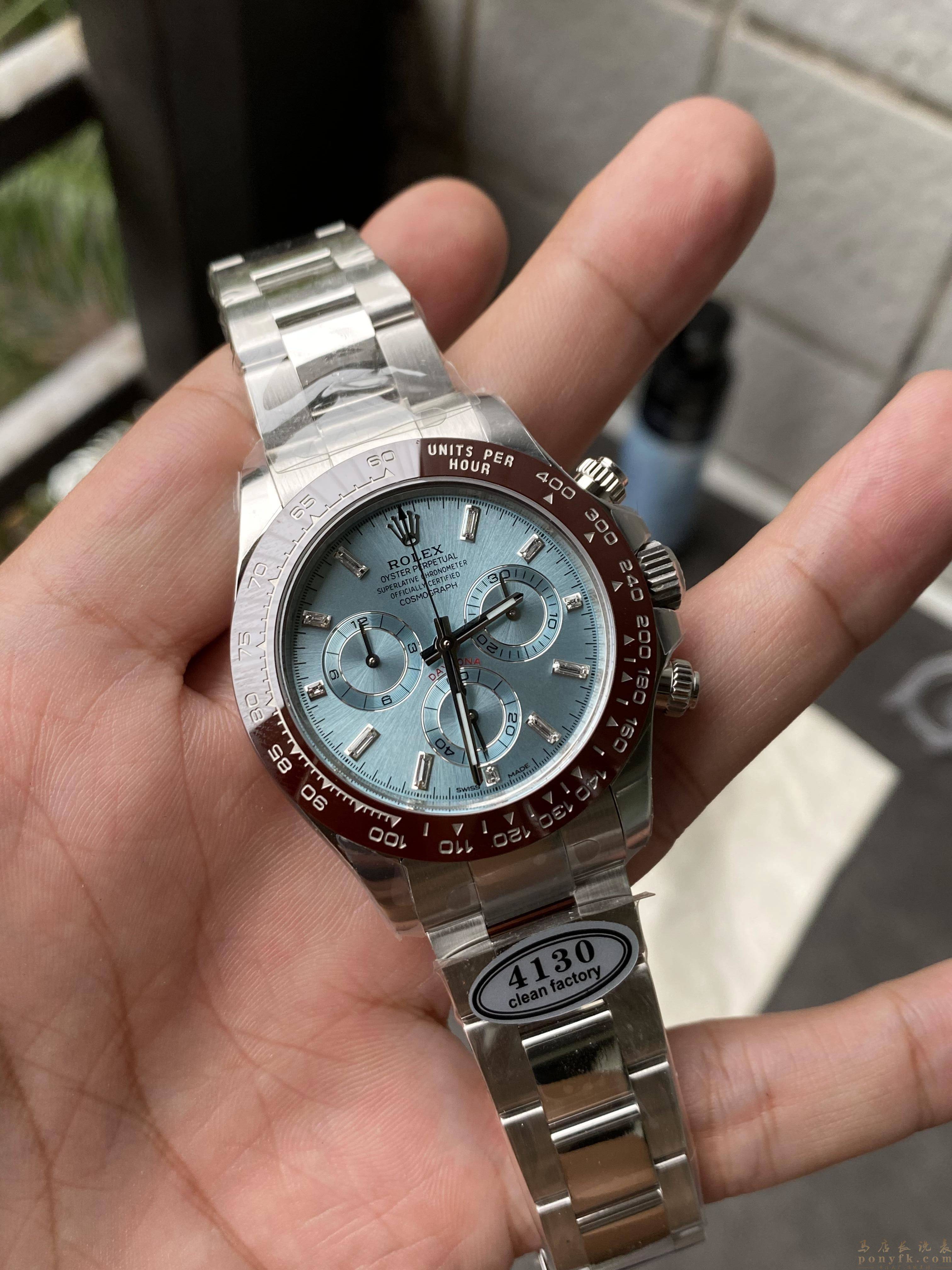 clean廠勞力士迪通拿 冰藍迪 莫桑鑽 4130機芯-高仿錶
