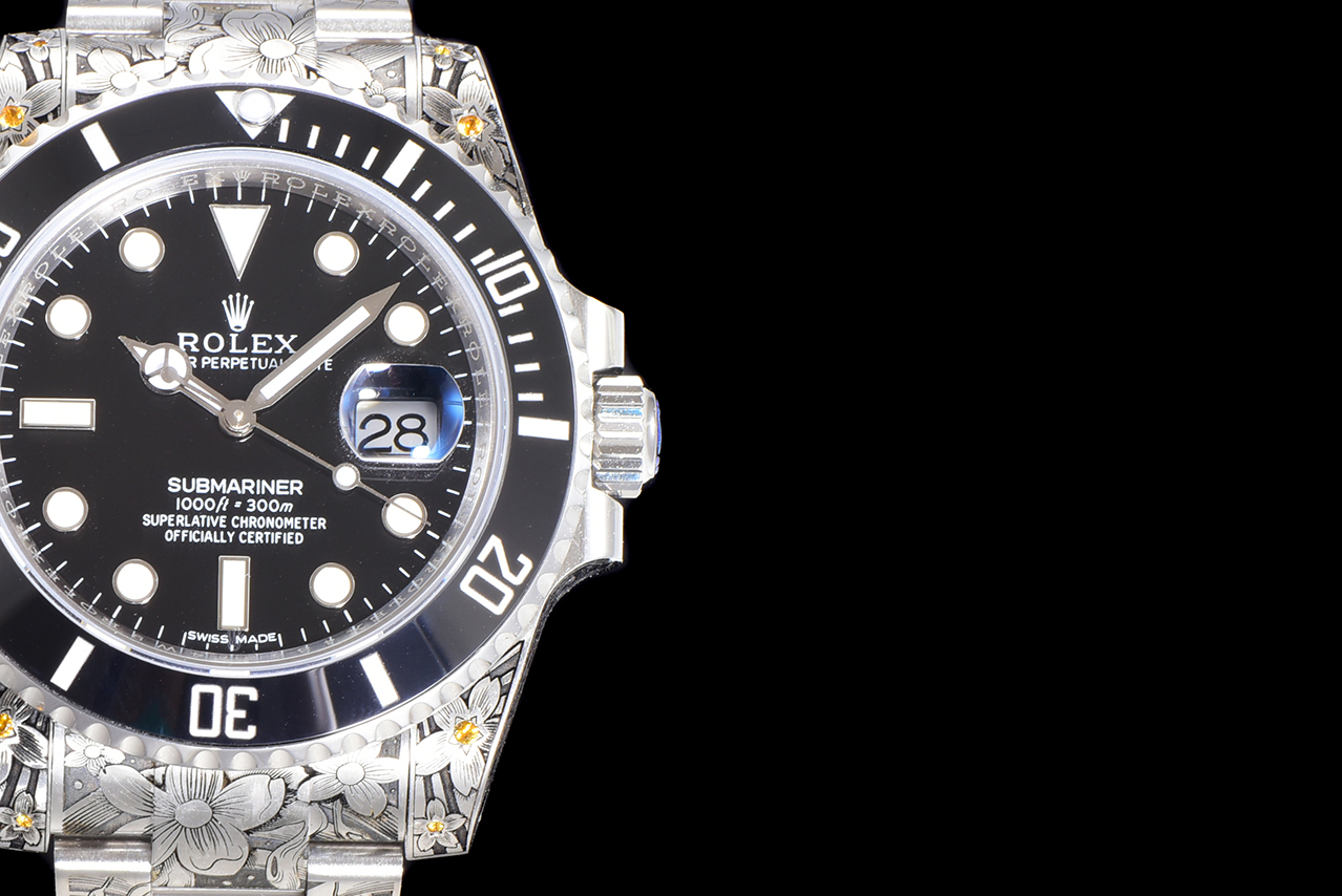 《鯉躍龍門》勞力士頂級復刻錶水鬼搭配 純手工雕花效果-高仿錶 《鯉躍龍門》勞力士頂級復刻錶水鬼搭配 純手工雕花效果-高仿錶