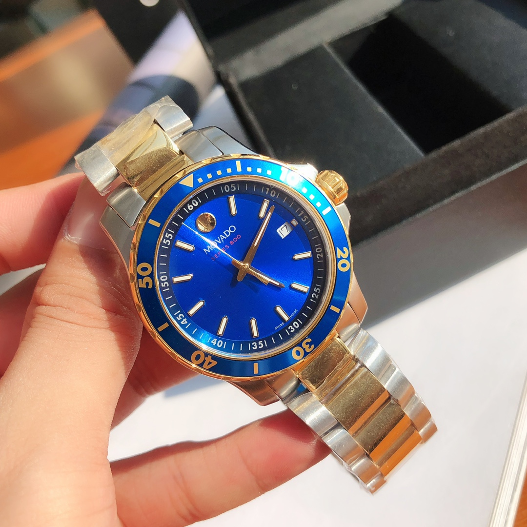 Movado Series800石英潛水夜光高仿腕錶藍寶石防刮花鏡面-高仿錶