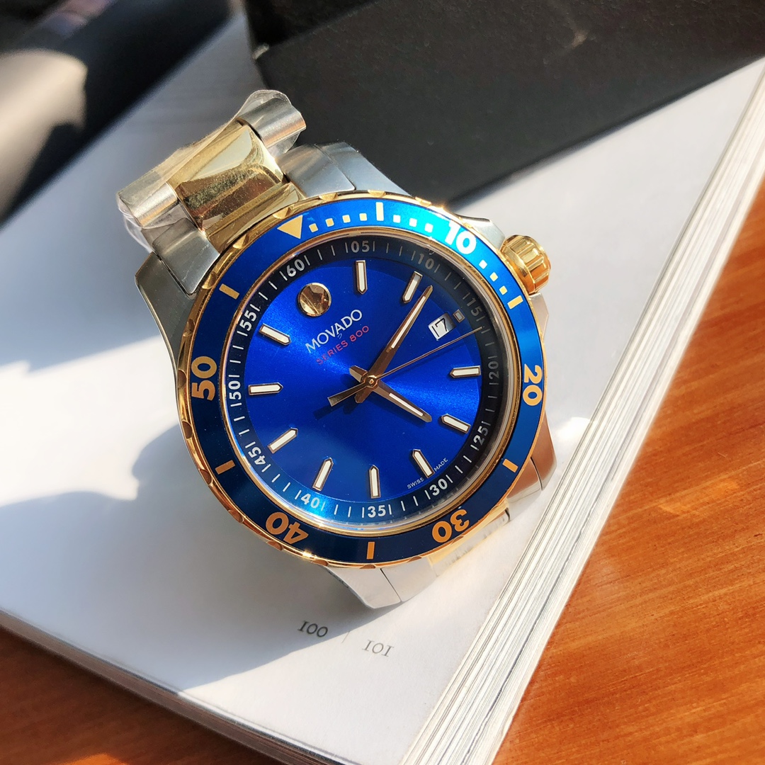 Movado Series800石英潛水夜光高仿腕錶藍寶石防刮花鏡面-高仿錶