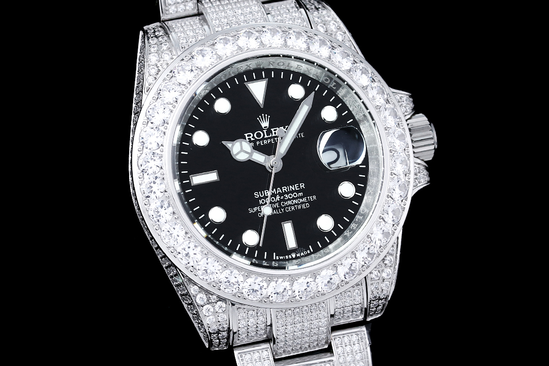 一比一高仿錶勞力士ROLEX全鑲滿美鉆璀璨奪目-高仿錶